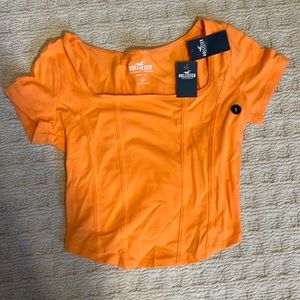 Hollister Orange Cropped Shirt